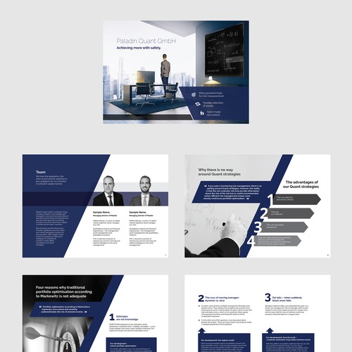 Modern clean brochure for Paladin Quant GmbH