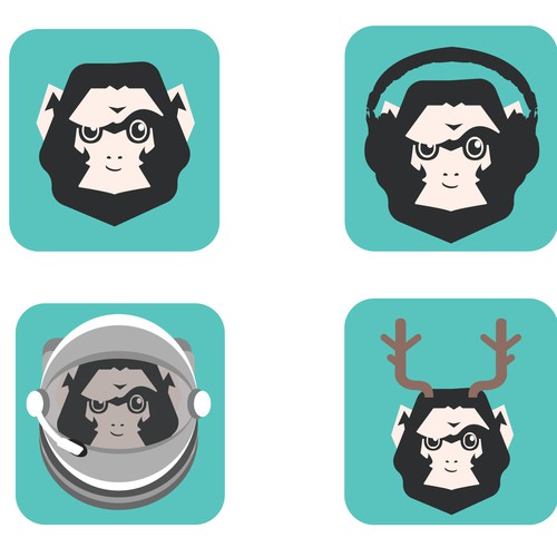create a trendy logo (monkey character/head !!!!!) for a PHOTO app