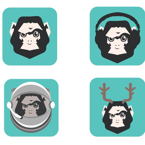 create a trendy logo (monkey character/head !!!!!) for a PHOTO app