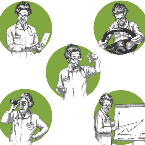 A series of illustrations - Crazy Professor