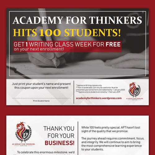 Coupon Design for Academy of Thinkers