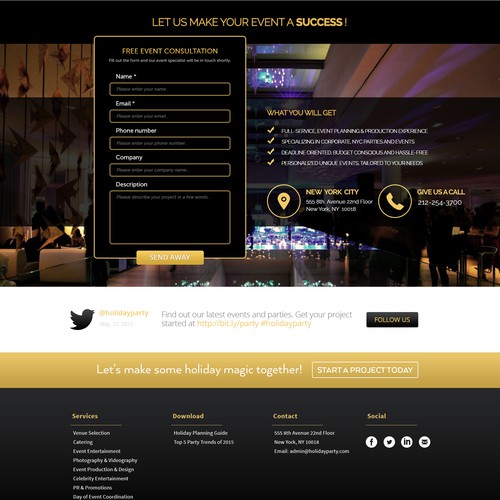 Corporate Party Events Website