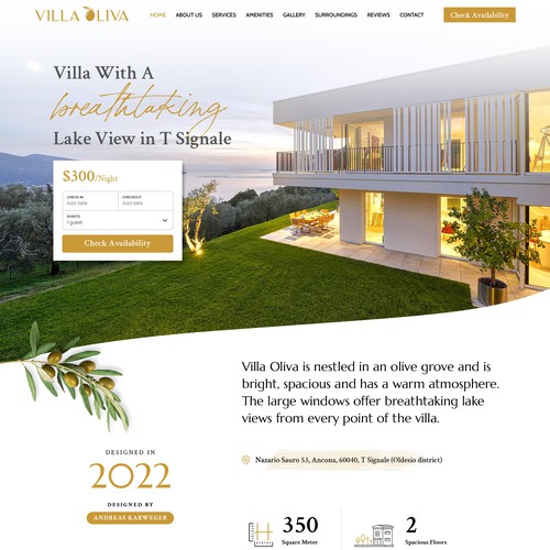 Villa Oliva Homepage design