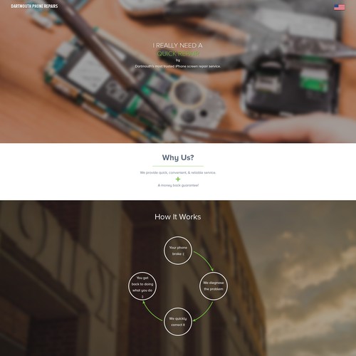 Clean website for phone repair startup