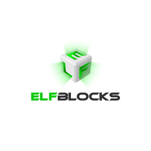 Create a clean logo for our ELFblocks startup using motives Elf and Blocks