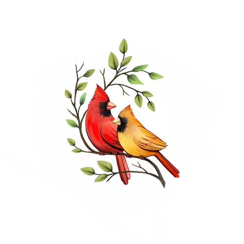 Cardinal birds tattoo design