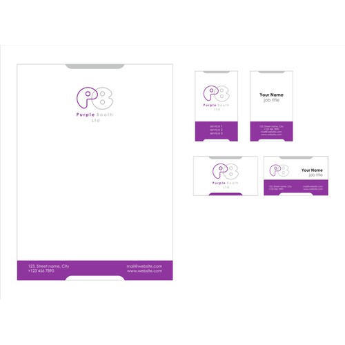 Create a business card and logo for Purple Booth Ltd