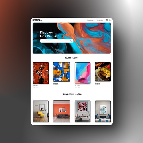 Wall Art Homepage design