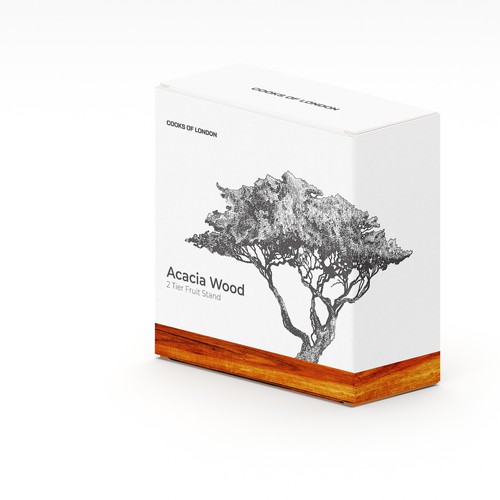Acacia wood fruit stand package design