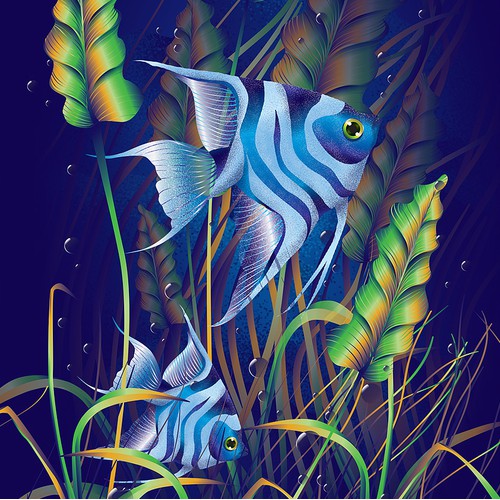 Aquarium fishes illustration collection