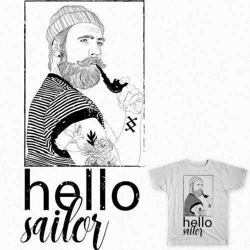 Hot sexy bearded sailor T-shirt 