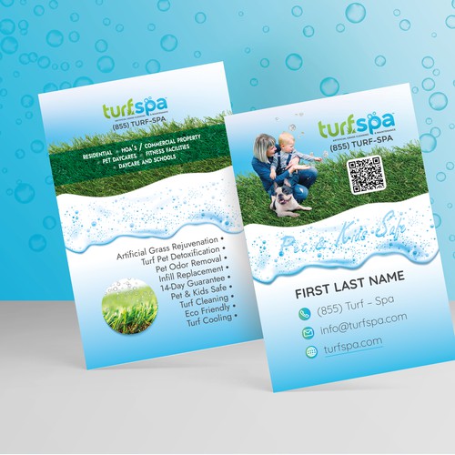 Business Card Design For Artificial Grass Cleaning Company