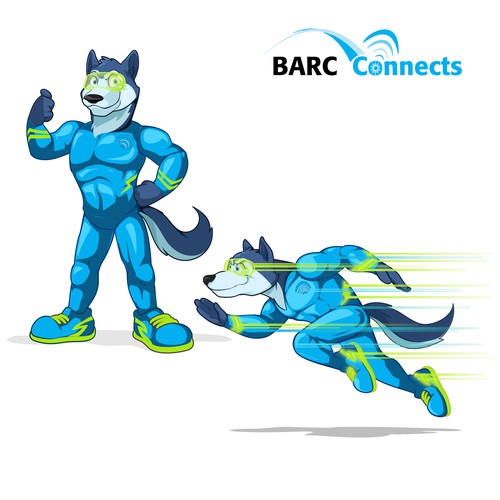Speedster Husky superhero mascot design for Barc Connects