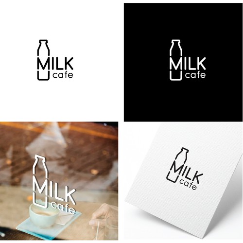 Clean and modern logo for milk cafe