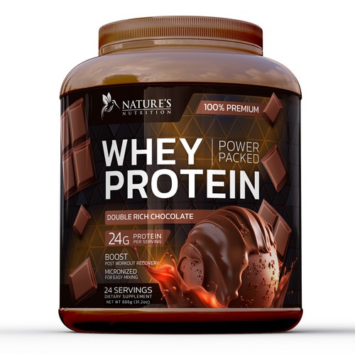 Label design for chocolate Whey protein powder