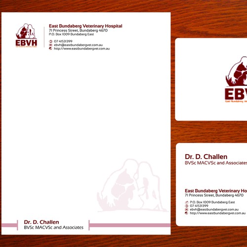 Create the next stationery for East Bundaberg Veterinary Hospital