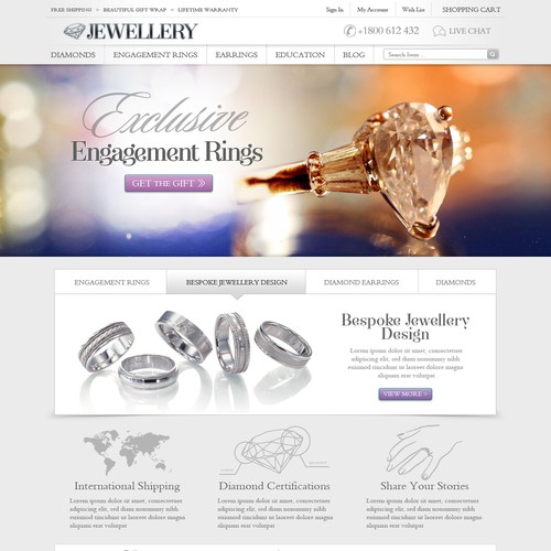 Jewellery Website Design -> 3 pages only. AMAZING and trusted e-commerce site