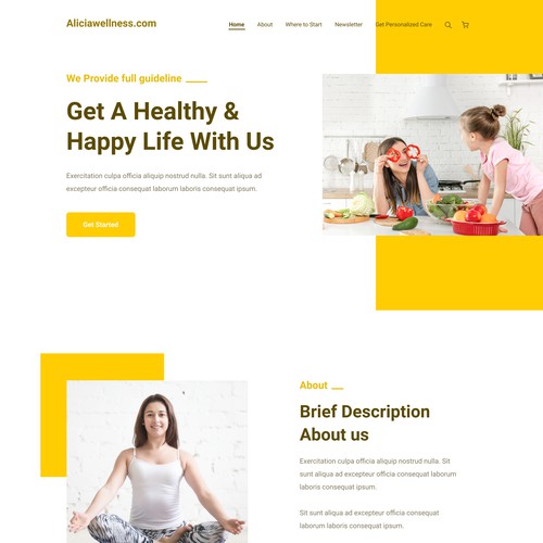Aliciawellness.com landing page design concept