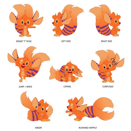 different poses of a mascot character