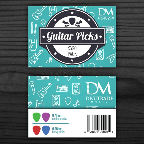 Card Head on poly bag for Guitar Picks of Digitrade Music.