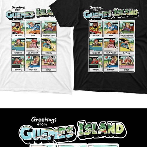Comic Style T-shirt for Guemes Island