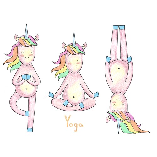 Unicorns doing yoga