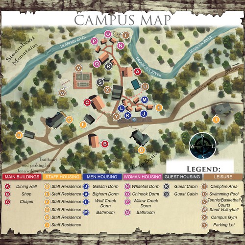 Campus map update for small college campus in Montana wilderness