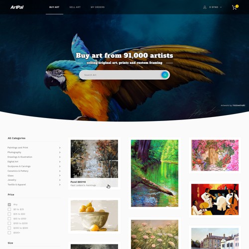 Web design for ArtPal