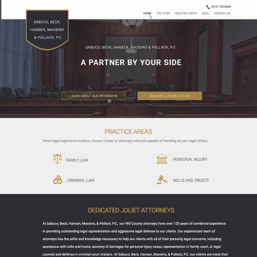 Landing page for a law firm