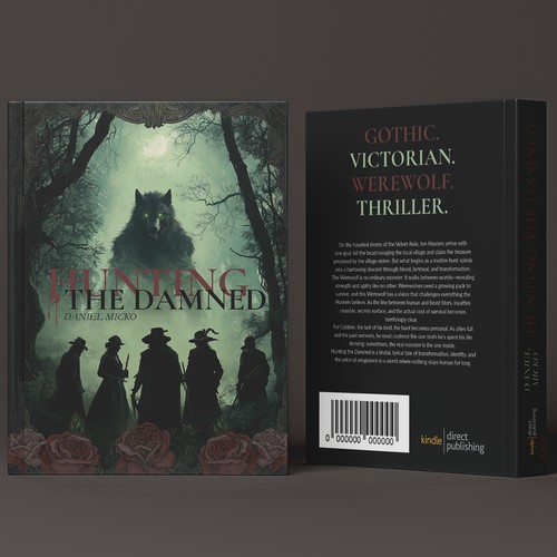 Hunter in the forest with werewolf