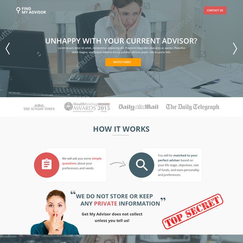 Find My Adviser Landing page design