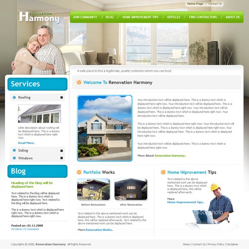 2 pages for Contractor/Homeowner Matching Service (no coding)