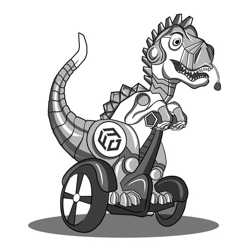 Half - dinosaur, half - robot