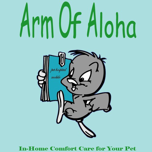 Create a logo for a mobile pet hospice service in Hawaii