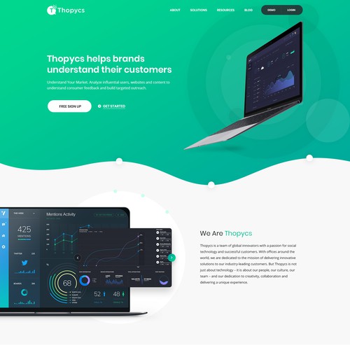 Smart landing page for an innovative social media software