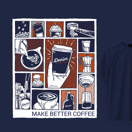 Denim Coffee T-Shirt Design