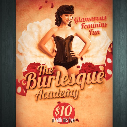 postcard or flyer for The Burlesque Academy