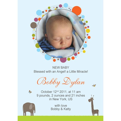 Picaboo 5" x 7" Flat Baby Boy Birth Announcements (will award up to 35 designs!)