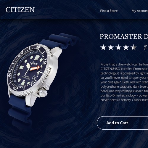 Citizen Watch product page design