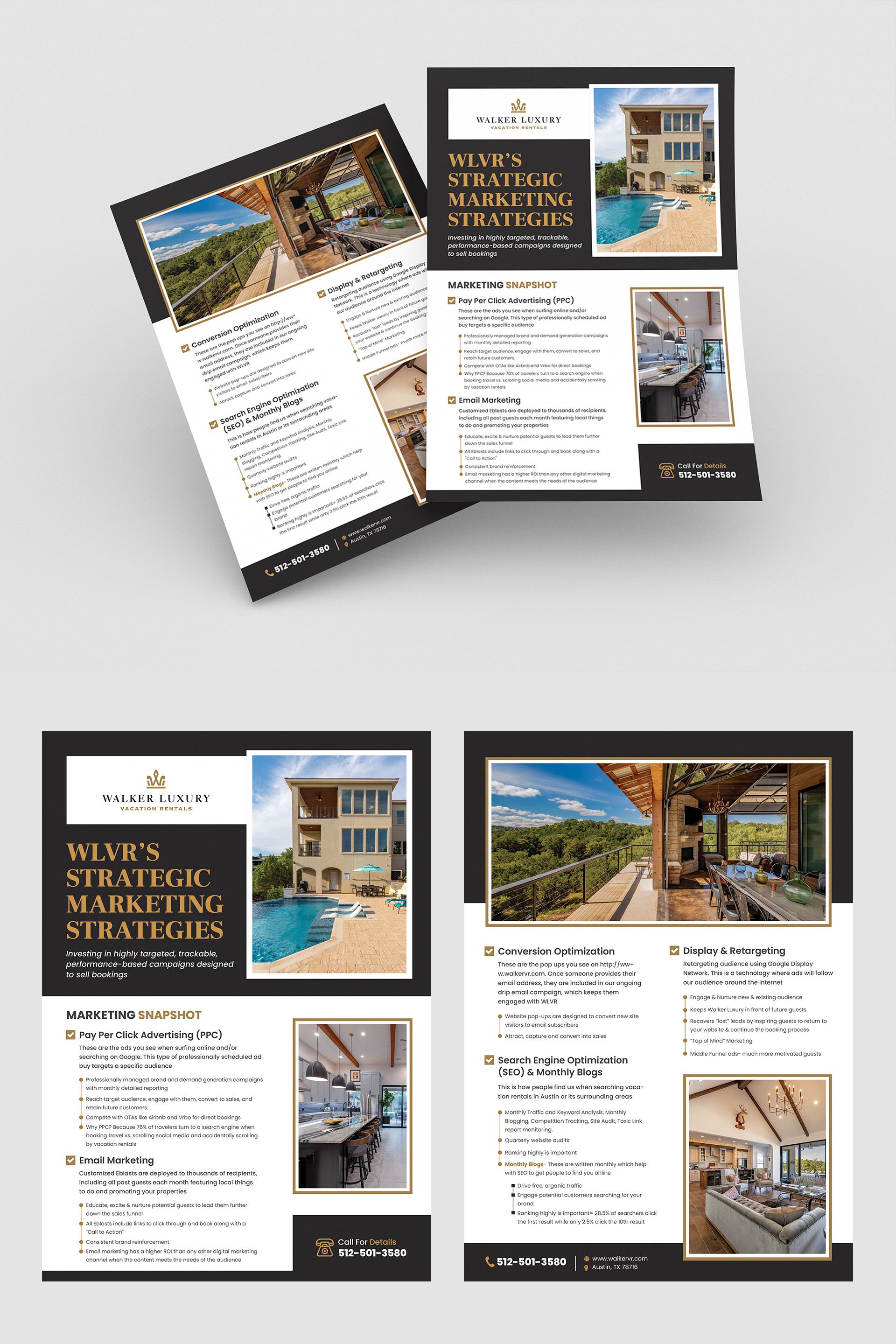 Marketing One Sheet for Luxury Vacation Rental Homeowners