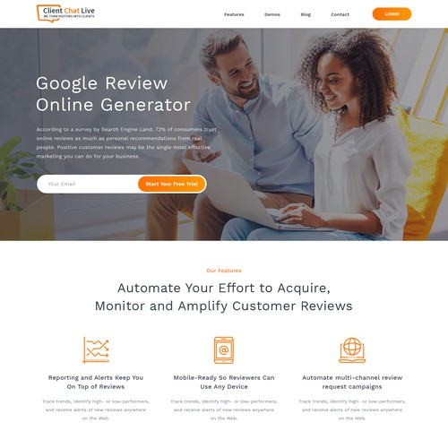 Client Chat Live Review Generator Landing Page