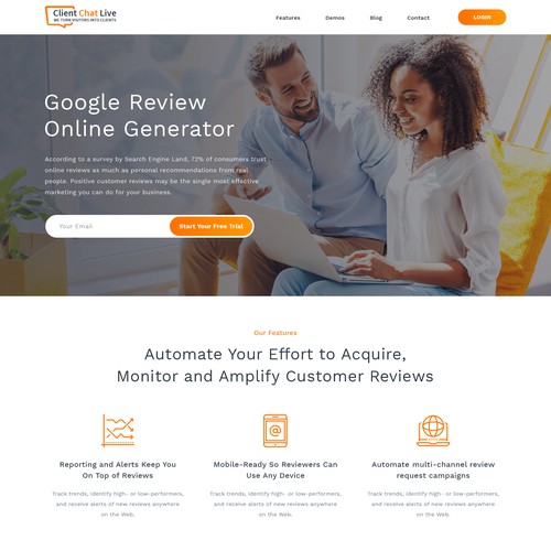Client Chat Live Review Generator Landing Page