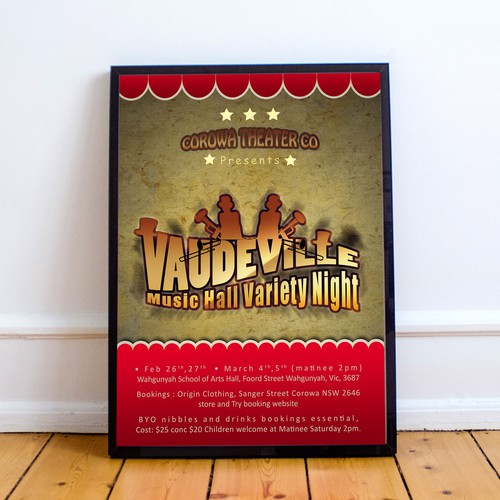 Poster for Vaudeville, Music Hall Variety Night