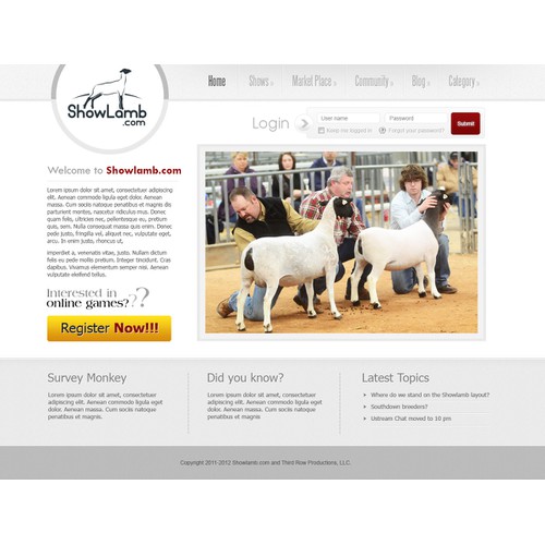 Showlamb.com needs a new website design [3 layouts, wireframes included]