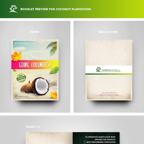 Create a tropical booklet for Coconut Plantation