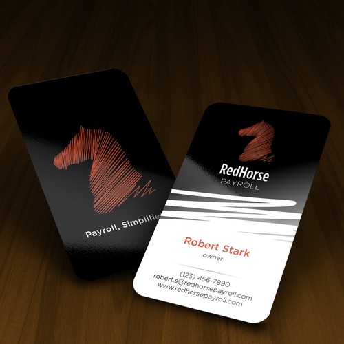 Bold business card for a payroll services firm