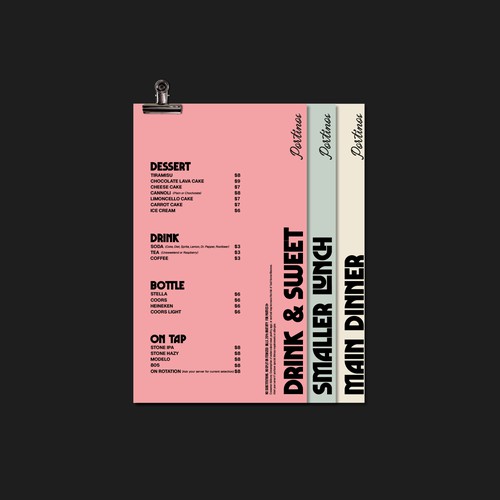 Portino's Menu Design
