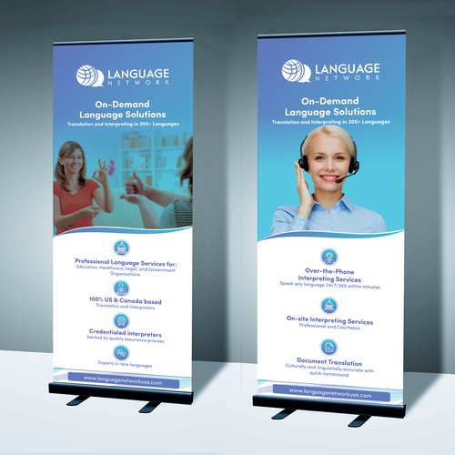 eye-catching and professional Trade Show Roll Up Banner for language network 