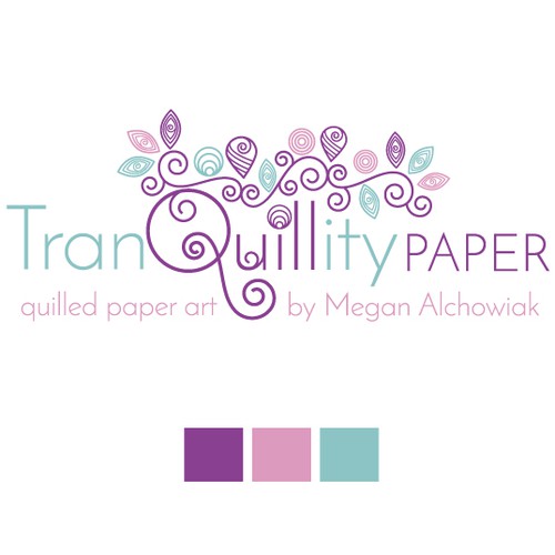 Create a logo for my new paper quilling craft business: TranQuillity Paper