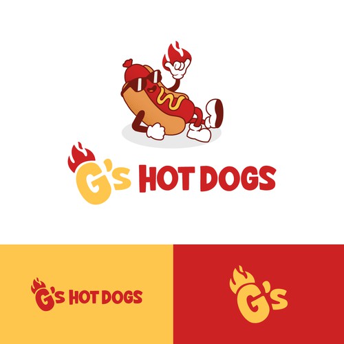 Character logo for hot dogs restaurant